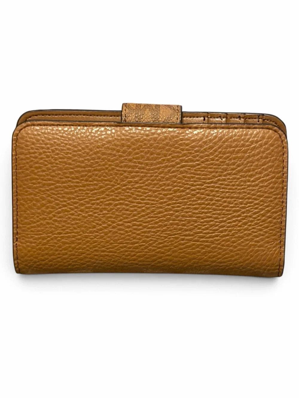 Michael Kors Caramel Pebbled Leather Snap Wallet with Logo